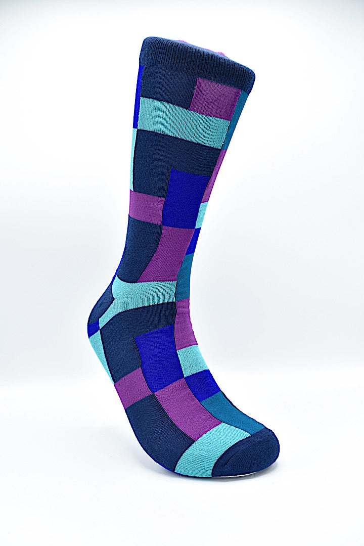 Socks Blue & Purple Squares The Tie Shop Socks Blue & Purple Squares The Tie Shop