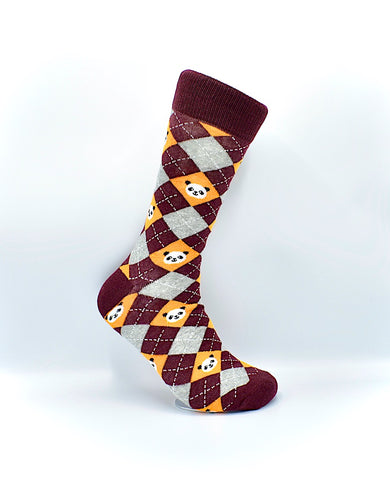Socks Panda Argyle Brown