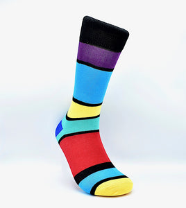 Socks Stripes Multi Color Blue