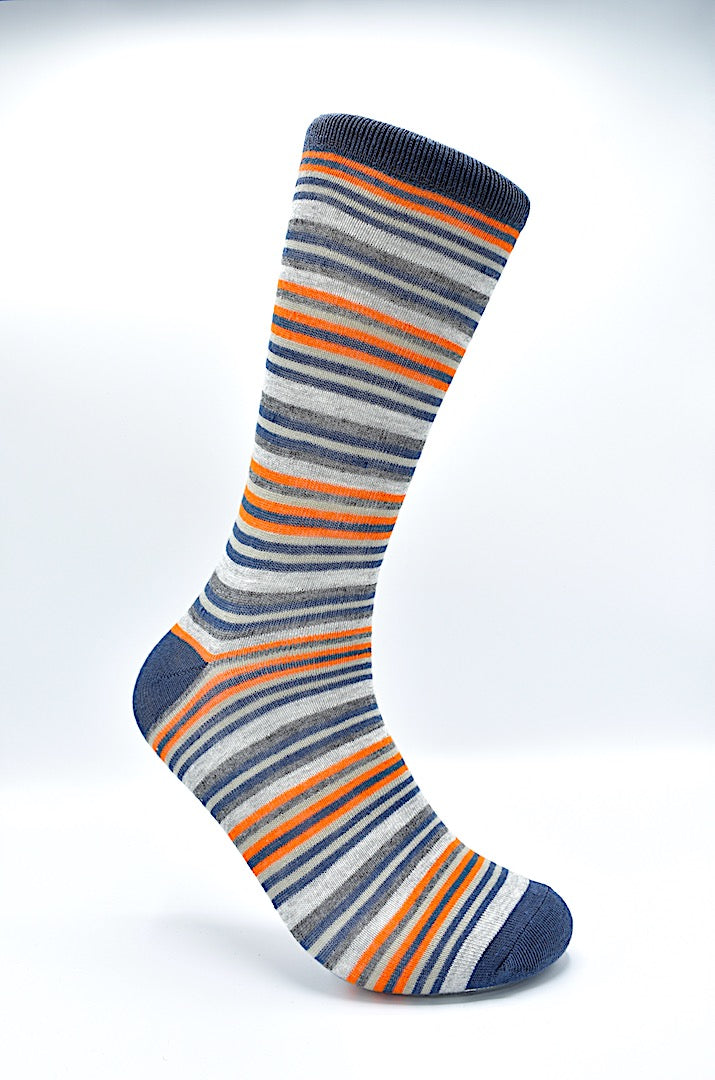 Socks Stripes Gray & Orange