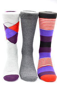 Socks 3 Pack Gray Argyle