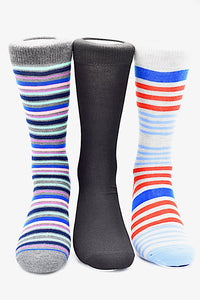 Socks 3 Pack Gray Stripes