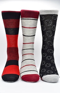 Socks 3 Pack Red, Black & Gray