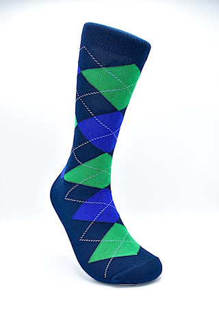 Socks Argyle Navy & Green
