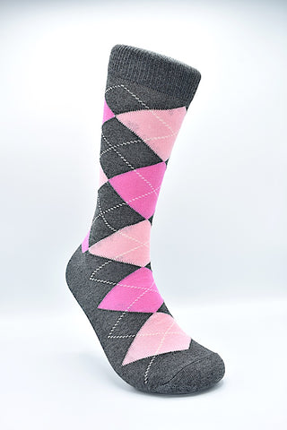 Socks Argyle Gray & Pink