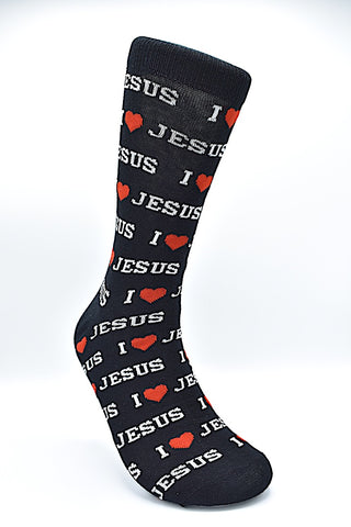 Socks I Love Jesus Black