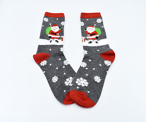 Socks Christmas Women Santa Gray