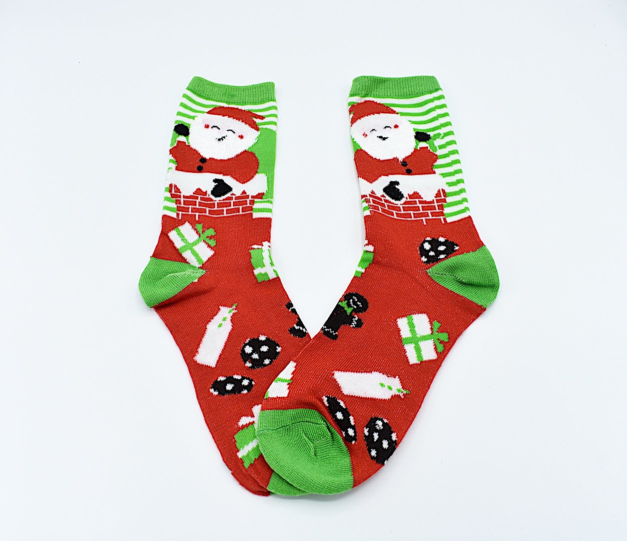 Socks Christmas Women Santa Green
