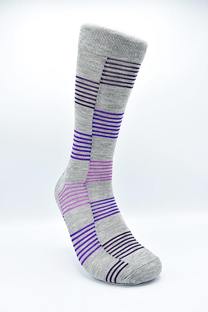 Socks Gray & Purple Squares