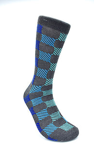 Socks Gray & Blue Squares