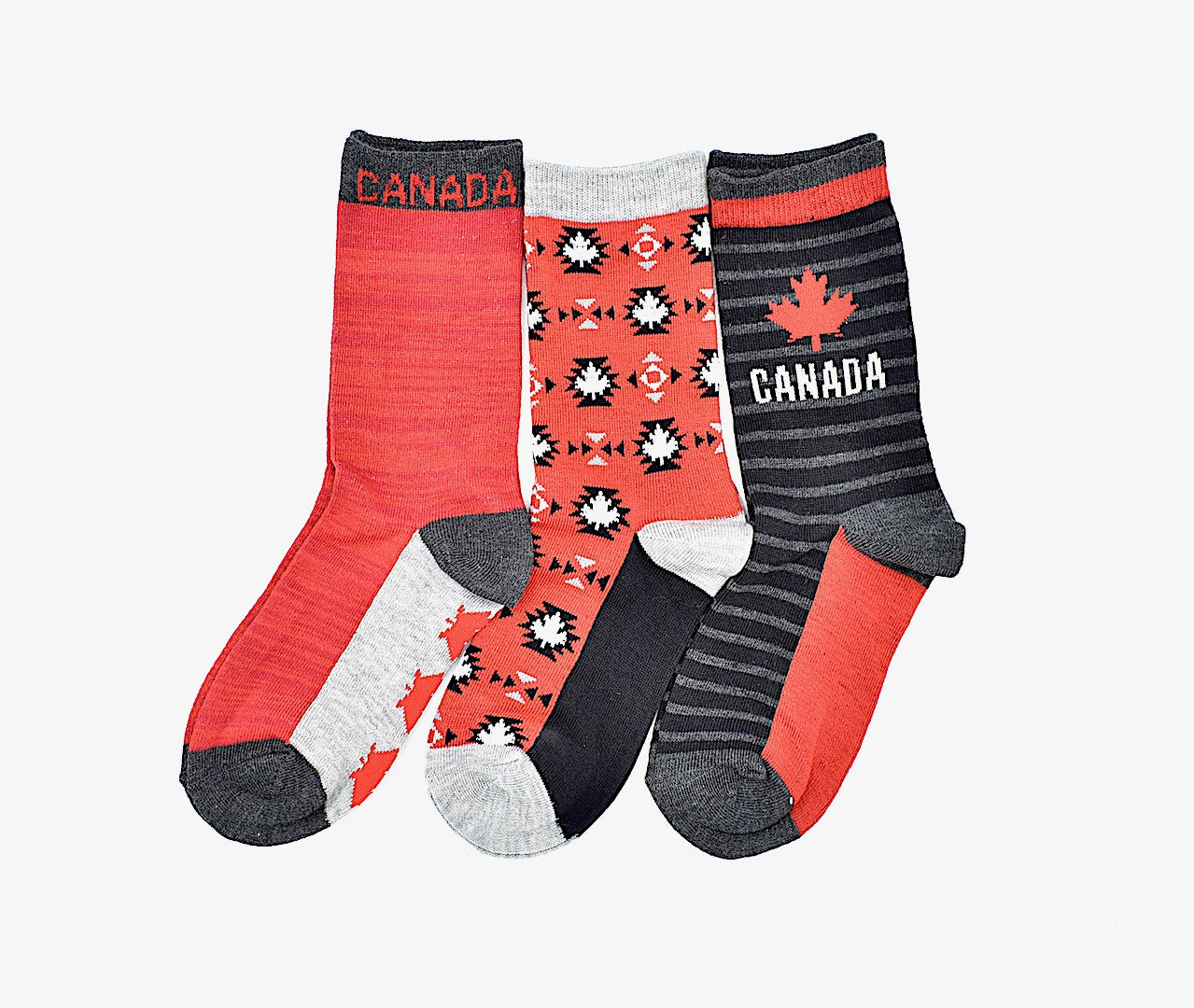 Kid's Socks 3 Pack Canada Dark Gray