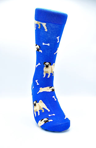 Socks Pug Royal Blue