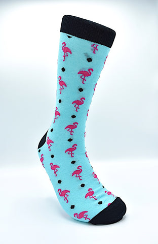 Socks Flamingo Teal Polka Dots