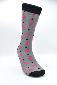 Socks Flamingo Gray Polka Dots